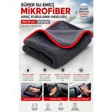cm 1200GSM Süper Su Emici Özellikli Mikrofiber Araç Kurulama Havlusu Orta Boy Çift Katlı Araç Kurutma ve Torpido Silme Bezi Kırmızı-Gri