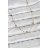 Cm 14K Gold Renk Pirinç Top Zincirli 60 Cm Kadın Kolye - Lisinya