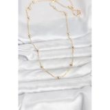 Cm 14K Gold Renk Pirinç Top Zincirli 60 Cm Kadın Kolye