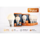 Cm 9w 4000k Gün Işığı Led Ampul 5 Li Paket E27 Duy Tasarruflu