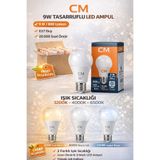 cm solar CM 9W E27 LED Ampul 6500K Beyaz Işık – Enerji Tasarruflu Yüksek Parlaklık Ev Ampulü
