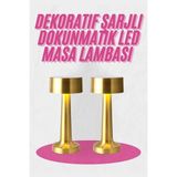 Cm Store Altın Rengi Masa ve Gece Lambası Dokunmatik Şarjlı Masa Lambası - Belirtilmemiş