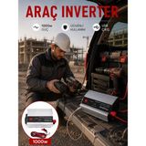 Cm Store Araç Aküsünden Güvenli Elektrik Sağlayan 1000 Watt Inverter - Belirtilmemiş - Bej - Karışık