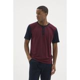 Cm Store Kocabey 2205 Erkek Battal Midi Yaka Pijama Takım - Bordo - 5XL