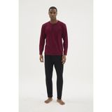 Cm Store Kocabey BU-26360 Erkek Midi Yaka Battal Pijama Takımı - Mürdüm - 3XL