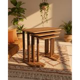 Cmd Wood Ceviz Renk Modenza Zigon Sehpa – Modern 3’lü Sehpa Seti Ahşap Görünümlü Minimal Tasarım Salon & Oturma Odası - CEVİZ