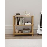 Cmd Wood ROSA 3 Raflı Kitaplık – Minimalist MDF Lam ve Ahşap Ayaklı | Çok Amaçlı Raflı Dolap 80 cm - Ahşap Rengi