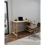 Cmd Wood VİVACE Çalışma Masası; Mdf'lam ve Ahşap Ayak Zarif Işlevsel Minimalist Tasarım 2 Raflı - Çalışma Masası -Oyuncu Masası -Ders Masası -Ofis Masası - Kütüphane - Okul - 125x65x75 - Meşe
