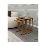 CMDWOOD Modenza CEVİZ Zigon Sehpa – Modern 3’lü Sehpa Seti Minimalist Tasarım Salon & Oturma Odası