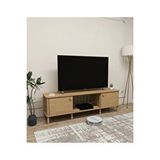 CMDWOOD Ontano Tv Ünitesi – 180 Cm – Sürgülü Kapaklı Mdf Lam ve Ahşap Ayaklı Modern Tasarım Meşe