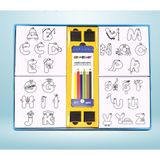 Cmk Çocuklar Için 4’lü 15 x 15 cm cm Interaktif Karton Kanvas Mandala – 6’lı Jumbo Kalem Hediyeli - Harfler