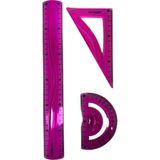 Cmk Keyroad Flexible Esnek Çizim Seti (30CM Cetvel ,iletki , Gönye) - Pembe