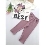 Cmk Kids Club Kız Çocuk Tayt Tişort Ikili Takım Minnie Mouse Baskılı Fitilli Kumaş Mor ve Pembe Renk Seçenekleri - 10 - 11 Yaş