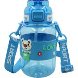 Cmk Tritran Çocuk Matarası, Sevimli Ayıcık Desenli, Askılı, Pipetli, 800ML - Mavi