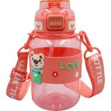 Cmk Tritran Çocuk Matarası, Sevimli Ayıcık Desenli, Askılı, Pipetli, 800ML - Turuncu