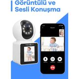 Cmr-11 Monitörlü Smart Ip Full Hd 360° Akıllı Güvenlik Kamerası Bebek Kamerası - Beyaz