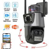 Cmr-45 Wi-Fi Destekli 8x Zoom Dış Mekan Güvenlik Kamerası 3 Lensli Hareket Takipli, Gece Görüşlü - Siyah