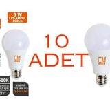 CMSOLAR 10 Adet 9W E27 Duy 6500K Beyaz Işık LED Ampul - Enerji Tasarruflu Aydınlatma Çözümü