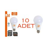 Cmsolar 9W E27 Duy 4000K Gün Işığı Led Ev Ampulü 10'Lu Paket