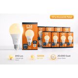 Cmsolar CM 9W E27 3200K Sarı Işık LED Ampul 10’lu Paket – Sıcak Işık Enerji Tasarruflu Uzun Ömürlü - Gün Işığı - 1 - 10 W