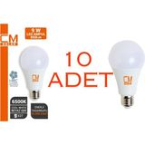 Cmsolar CM 9W E27 6500K Beyaz Işık LED Ampul 10’lu Paket – Enerji Tasarruflu Uzun Ömürlü - Gün Işığı - 1 - 10 W