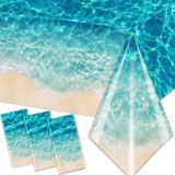 CMUSKO Plaj Partisi Masa Örtüsü Malzemeleri, 3 Parça Yaz Havuz Partisi Dekorasyon Masa Örtüsü Plastik Plaj Okyanus Dalgaları Hawaii Partisi Doğum Günü Süslemeleri için Parti Masa Örtüsü 150 x 250 cm