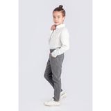 Cmz Collection Çocuk Eşofman Belli Likralı Ortaokul Kumaş Okul Pantolonu - 0-Gri - 7 Yaş