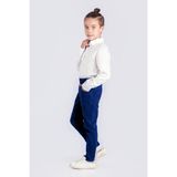 Cmz Collection Çocuk Eşofman Belli Likralı Ortaokul Kumaş Okul Pantolonu - 00 Lacivert - 10 Yaş