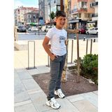 CMZ Collection Çocuk Kargo Cepli Eşofman Belli Okul Pantolonu - 14 Yaş - Füme