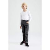 CMZ Collection Çocuk Likrasız Rahat Günlük Kaliteli Kumaş Okul Pantolonu - 7 Yaş - Füme