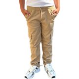CMZ Collection Çocuk Ribana Bel Ortaokul Ilkokul Mevsimlik Okul Pantolonu - 1MA-Krem - 7 Yaş