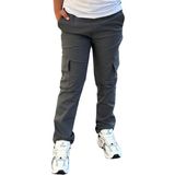 CMZ Collection Çocuk Ribana Bel Ortaokul Ilkokul Mevsimlik Okul Pantolonu - Füme - 8 Yaş