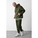 CMZ Collection Erkek 3 Iplik Oversize Rahat Kalıp Paçası Lastikli Eşofman Takımı - Haki