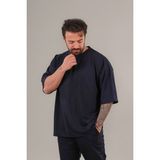 CMZ Collection Erkek Oversize Kısa Kollu Tişört Bisiklet Yaka Antrasit - XL