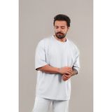 CMZ Collection Erkek Oversize Kısa Kollu Tişört Bisiklet Yaka Beyaz - XL