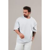 CMZ Collection Erkek Oversize Kısa Kollu Tişört Bisiklet Yaka Beyaz