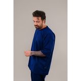 CMZ Collection Erkek Oversize Kısa Kollu Tişört Bisiklet Yaka Lacivert - XL