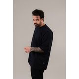 CMZ Collection Erkek Oversize Kısa Kollu Tişört Bisiklet Yaka Siyah