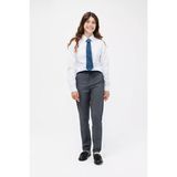 CMZ Collection Kız Çocuk Yüksek Bel Dokuma Kumaş Regular Kalıp Okul Pantolon - 10 Yaş - 0-Gri