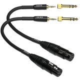 CNCESS CESS-210 XLR - 1/4 TRS, XLR - 3,5 mm Stereo, Dişiden Erkek Mikrofon Adaptörü Ses Kablosu, Cep Telefonu, Aktif Hoparlörler, Sahne, DJ, Stüdyo Ses Konsolu, 2 Set için Uygundur