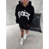 Cncy Store Cncystore Unisex Üç Iplik Kapşonlu Baskılı Sweatshirt - Siyah - 2XL