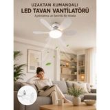 Cndr Yüksek Aydınlatma Performansına Sahip LED Tavan Fanı Sessiz Çalışma Güçlü Esinti ve Uzaktan Kumanda Kontrolü