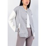 Cng Moda Kadın Arkası Baskılı Kolej Mont Kolej Ceket - 2XL - Gri