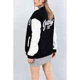 Cng Moda Kadın Siyah D Nakışlı Çıtçıtlı Kolej Ceket - 2XL - 5-Siyah
