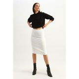Cng Moda Ofis Şıklıı Scuba Kumaş Kalem Etek S-M - Beyaz - 41A-Beyaz - S - M
