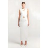 Cng Moda Scuba Kumaş Kalem Etek - 001-Beyaz - 50