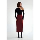 Cng Moda Scuba Kumaş Kalem Etek - Bordo - S - M