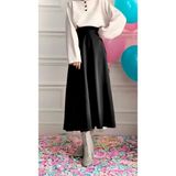 Cng Moda Scuba Kumaş Tesettür Kloş Etek - 36 - Siyah