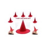 CNGZHN Kırmızı Keçe Cadı Şapkası Yetişkin-Çocuk Uyumlu
