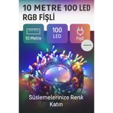 CNGZSHOP 10 Metre 100 LED RGB Fişli Dekor LED Işık, Çok Renkli, Yılbaşı, Parti ve Organizasyon Süsleme